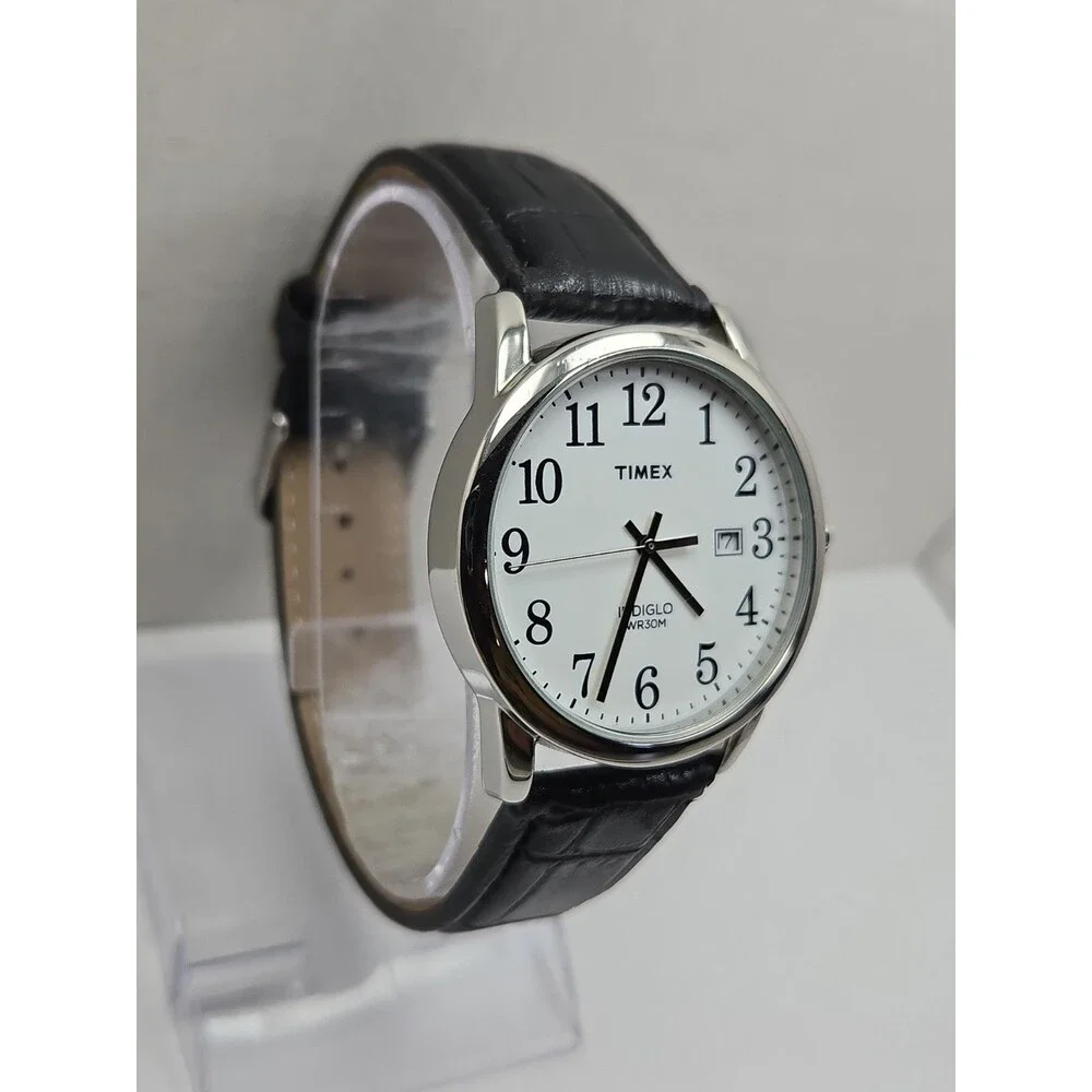 Timex Easy Reader Mens 38mm Date Watch Silver Tone Indiglo New Battery